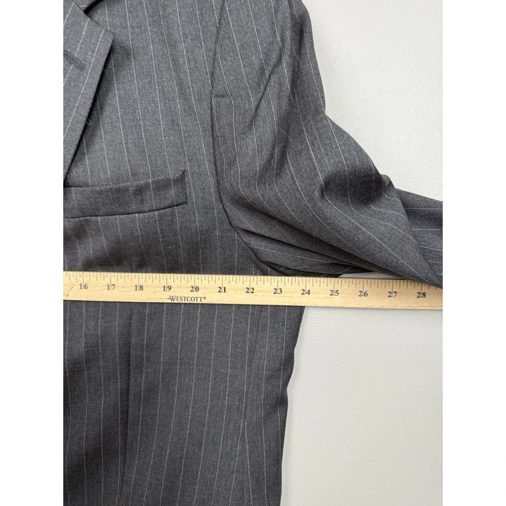 Vintage Lauren Ralph Lauren Wool Pinstripe Blazer Sport Coat Gray 2 Button 40R